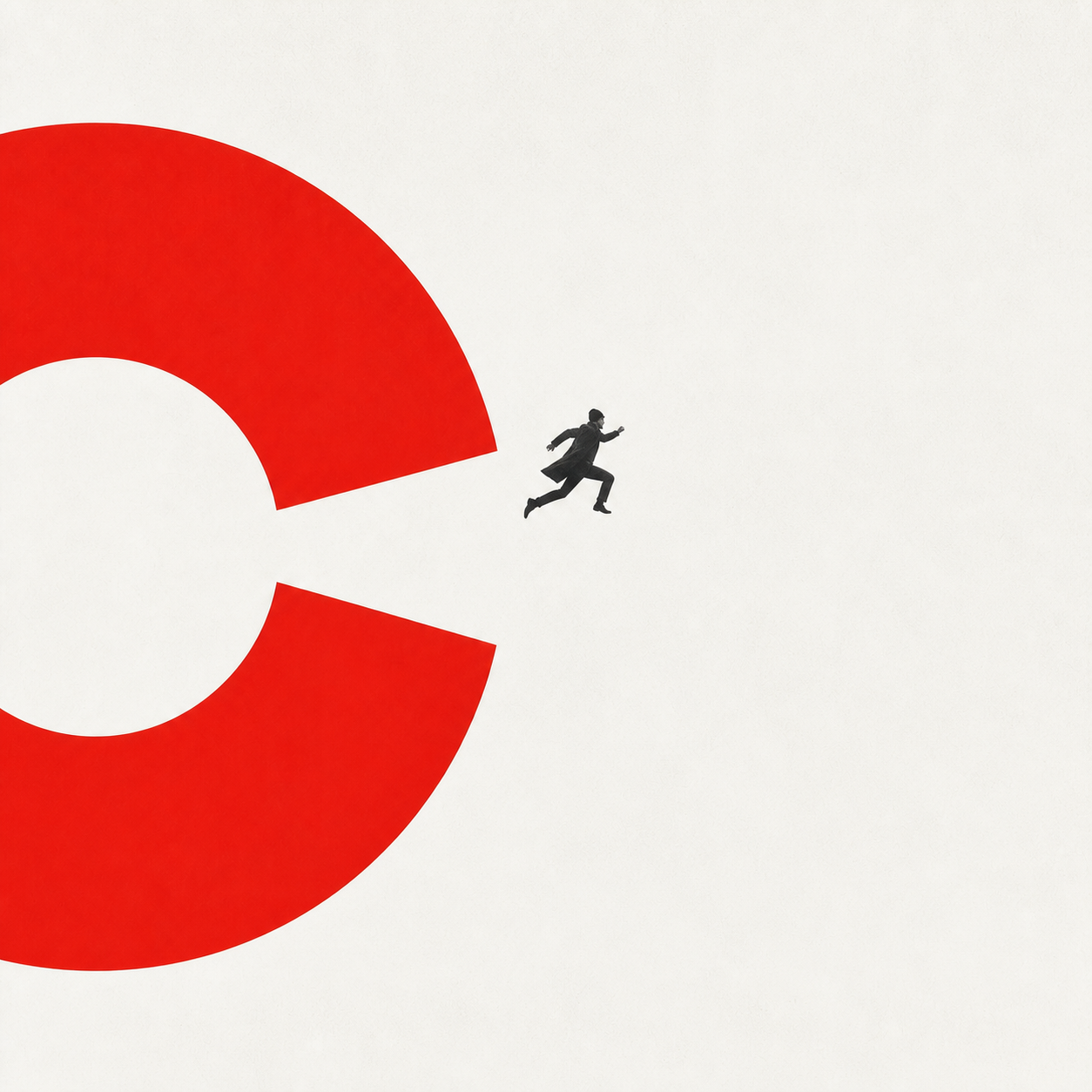 Swiss composition of a single bright leap breaking into open space