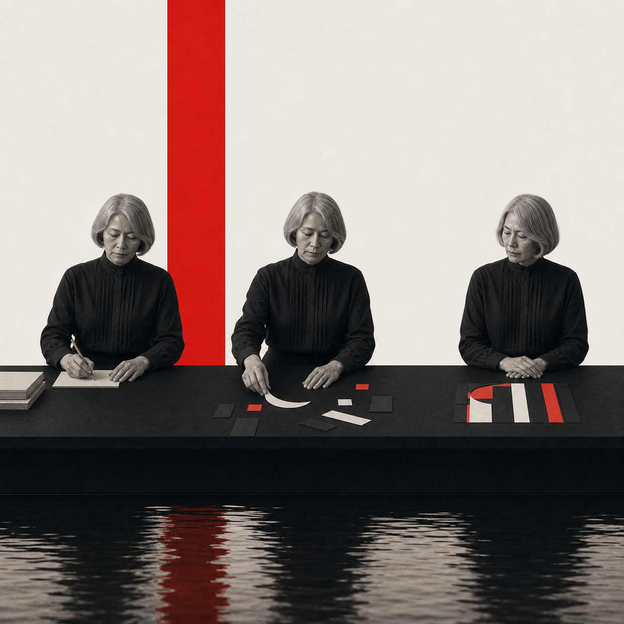 Swiss sequence of an archivist recording a dream as separate fragments align into one pattern